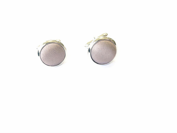 Taupe Satin Silver Cufflinks