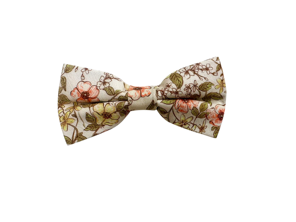 Tan Sage Green Floral Pre-tied Bow Tie