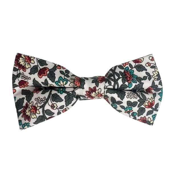 White Red Rose Floral Pre-tied Bow Tie