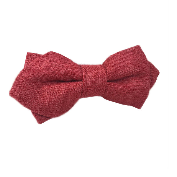 Merlot Burgundy Linen Pre-tied Diamond Bow Tie