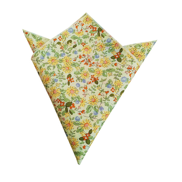 Yellow Daisy Floral Pocket Square