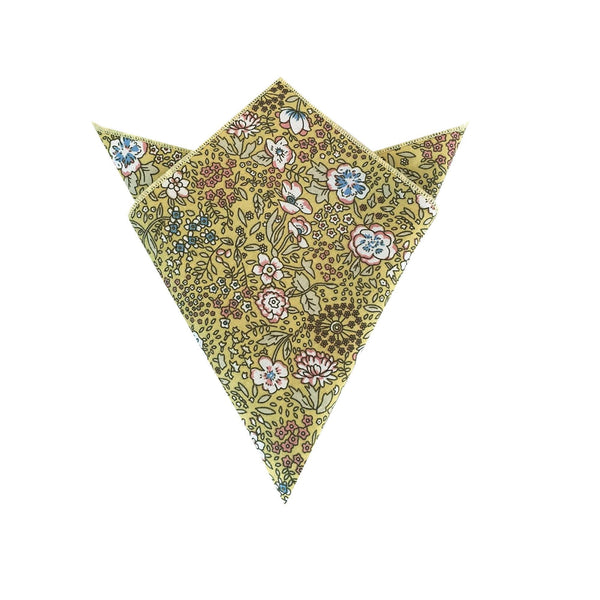 Yellow Lotus Floral Pocket Square