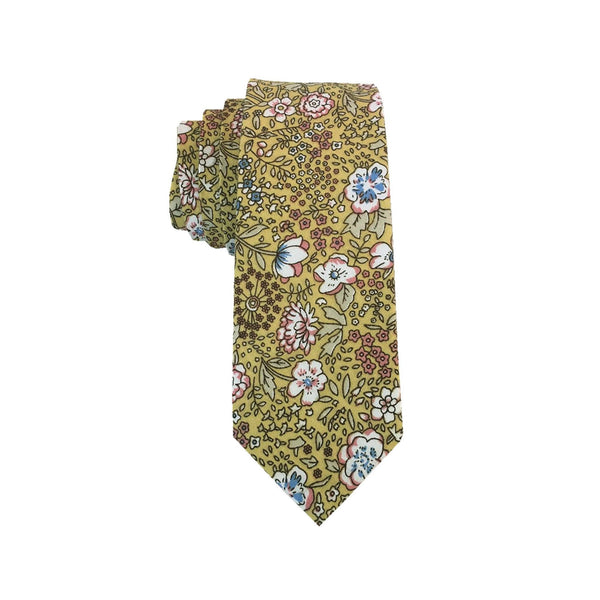 Yellow Lotus Floral Necktie